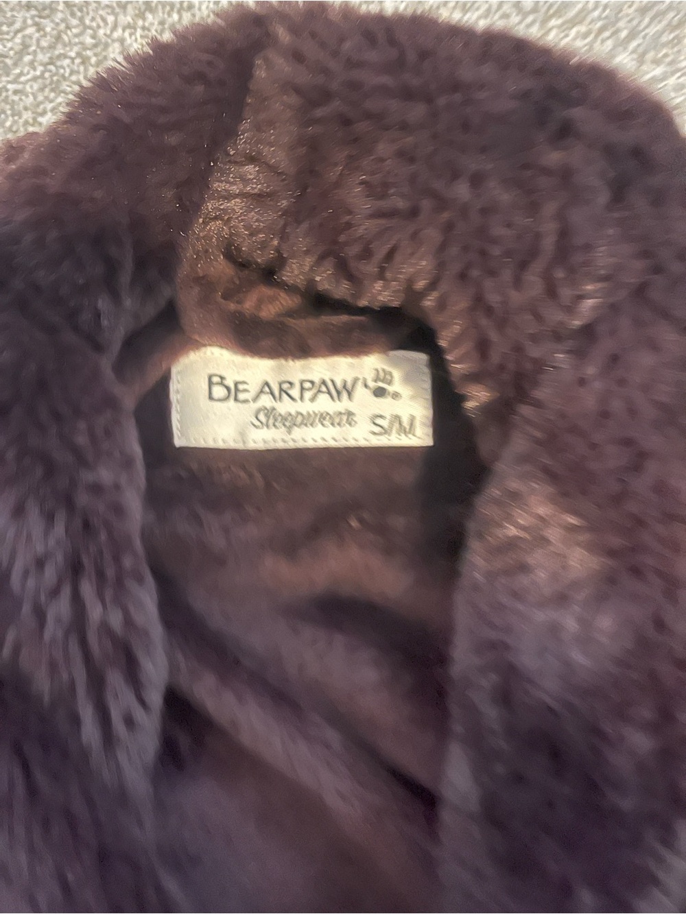 BearPaw Womans S/M Plush Faux-Fur Robe in Brown